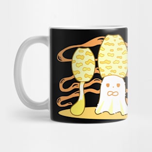 A Ghost in a yellow mushroom hat Mug